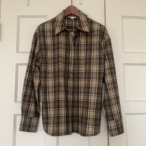 NWT Khaki Plaid Button Down